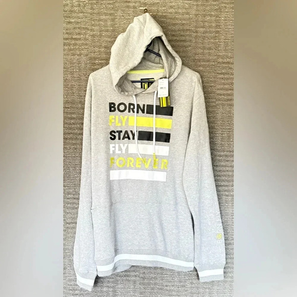 Born Fly Hoodie NWT Size XL Gray/Yellow/Black/White - Picture 1 of 5